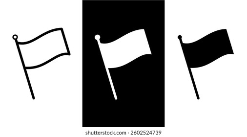 Flag icon set on black and white background.