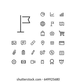 Flag icon in set on the white background. Universal linear icons to use in web and mobile app.
