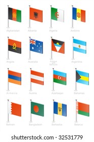 Flag icon set (part 1) Afghanistan, Albania, Algeria, Andorra, Angola, Australia, Antigua and Barbuda, Argentina, Armenia, Austria, Azerbaijan, Bahamas, Bahrain, Bangladesh, Barbados, Belarus