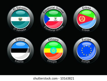 Flag icon set (part 10 - “El Salvador”, “Equatorial Guinea”, Eritrea, Estonia, Ethiopia, Europe)