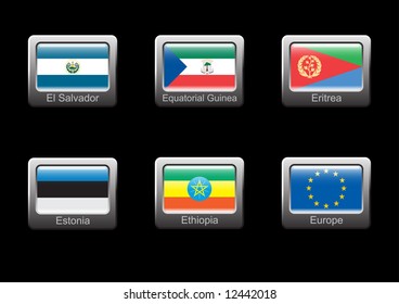 Flag icon set (part 10 - “El Salvador”, “Equatorial Guinea”, Eritrea, Estonia, Ethiopia, Europe)