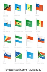 Flag icon set (part 10)  Saint Lucia, Samoa, San Marino,  Saudi Arabia, Senegal, Seychelles, Sierra Leone,  Singapore, Slovakia, Qatar, Solomon islands, Somalia, South Africa