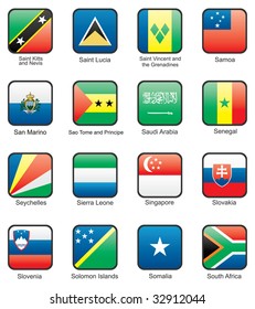 Flag icon set (part 10) Saint Lucia,  Samoa, San Marino, Sao Tome and Principe,  Saudi Arabia, Senegal, Seychelles, Sierra Leone,  Singapore, Slovakia, Qatar, Solomon islands, Somalia, South Africa