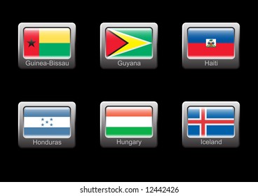 Flag icon set (part 13 – Guinea-Bissau, Guyana, Haiti, Honduras, Hungary, Iceland)