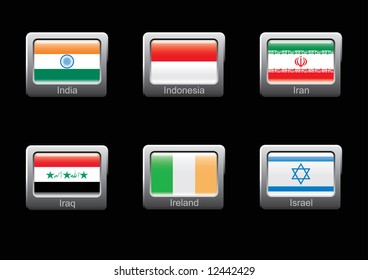 Flag icon set (part 14 –  India, Indonesia, Iran, Iraq, Ireland, Israel)
