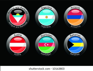 Flag icon set (part 2 - Antigua and Barbuda, Argentina, Armenia, Austria, Azerbaijan, Bahamas)