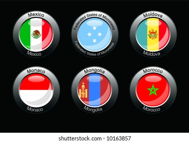 Flag icon set (part 20 – Mexico, Federated States of Micronesia, Moldova, Monaco, Mongolia, Morocco)