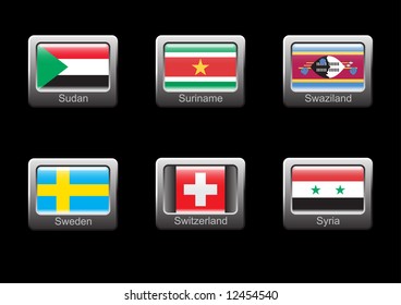 Flag icon set (part 28 – Sudan, Suriname, Swaziland, Sweden, Switzerland, Syria)