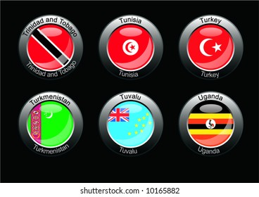 Flag icon set (part 30 – Trinidad and Tobago, Tunisia, Turkey, Turkmenistan, Tuvalu, Uganda)