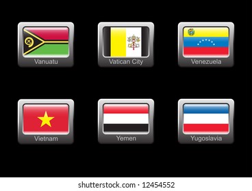 Flag icon set (part 32 – Vanuatu, Vatican City, Venezuela, Vietnam, Yemen, Yugoslavia)