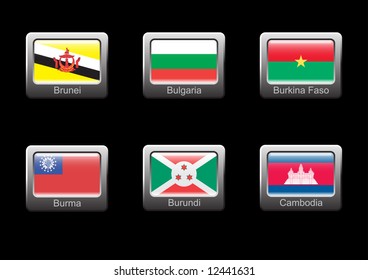 Flag icon set (part 5 - Brunei, Bulgaria, Burkina Faso, Burma, Burundi, Cambodia)