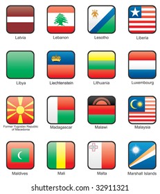 Flag icon set (part 7) Latvia, Lebanon, Lesotho, Liberia, Libya, Liechtenstein, Lithuania, Luxemburg, Macedonia, Madagascar, Malawi, Malaysia, Maldives, Mali, Malta, Marshall Islands