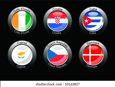 Flag icon set (part 8 – Cote d’Ivoire, Croatia, Cuba, Cyprus, Czech Republic, Denmark)