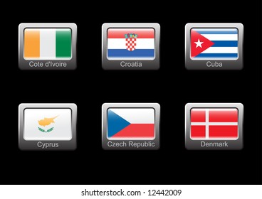 Flag icon set (part 8 – Cote d’Ivoire, Croatia, Cuba, Cyprus, Czech Republic, Denmark)