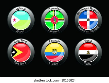 Flag icon set (part 9 - Djibouti, Dominica, Dominica Republic, East Timor, Ecuador, Egypt)