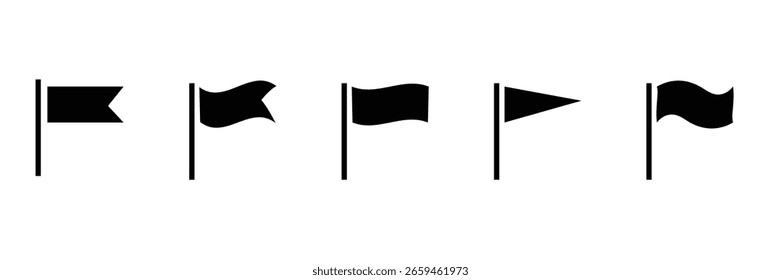 Icono de la bandera. Conjunto de iconos de bandera roja. Icono de bandera ondulada. Conjunto de iconos de bandera diferentes. Ilustración vectorial.