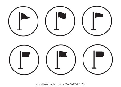 Flag icon. Set of red flag icons. Waving flag icon. Different flag icons set.  eps 10