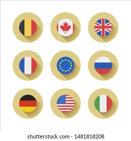 Flag Icon set. Round flat icons