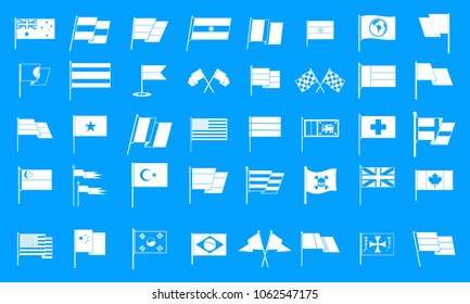 Flag icon set. Simple set of flag vector icons for web design isolated on blue background