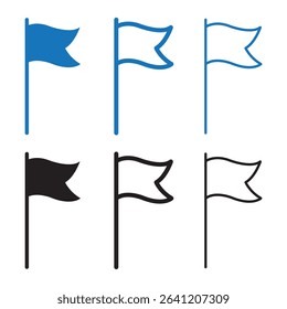 flag icon set. flag icon solid and line style. eps file.