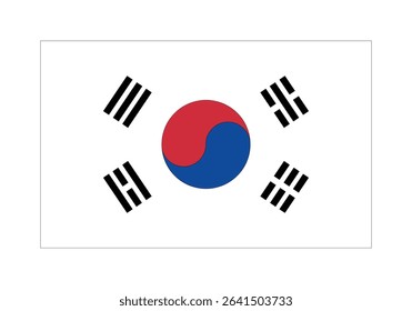 Flag icon set of South Korea. South Korea Official National Flag. Flat Digital Vector Illustration of South Korea Flag and National Emblem. Rectangular South Korea Flag Icon – Standard Size and Colors