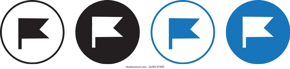 Flag icon set vactor. Different flag icons set. Set of red flag icons illustration symbol,
