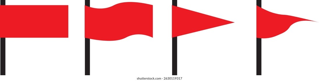 Flag icon set vactor. Different flag icons set. Set of red flag icons illustration symbol,
