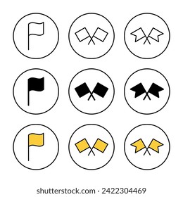 Vector del conjunto de iconos de la bandera. Mapa del pin de ubicación de Gps. Símbolo del marcador de ubicación.