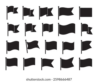 Flag icon set. Waving flag sign and symbol. Vector illustration