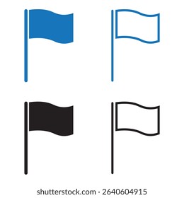 flag icon set. waving flag icon. solid and line icon style. eps file.