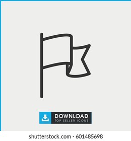 flag icon. simple outline flag vector icon. on white background.