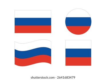 Flag icon sof Russia. Russia Official National Flag. Flat Digital Vector Illustration of   Russia Flag and National Emblem. Rectangular   Russia Flag Icon – Standard Size and Colors.