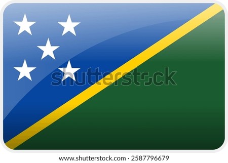 Flag Icon of Solomon Island Country,National Vector Flag Iconic Symbol and Colors of Solomon Island flag.