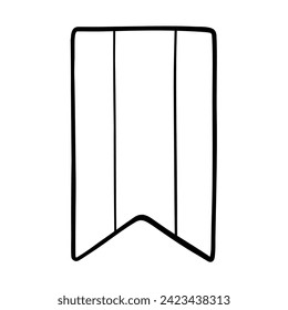 Flag icon with stripe. Element for notes and planner. Bookmark for a book. Vector illustration in doodle style.