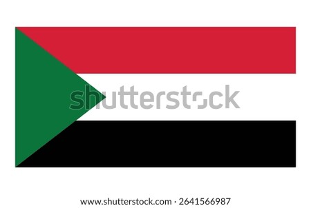 Flag icon of  Sudan.  Sudan Official National Flag. Flat Digital Vector Illustration of  Sudan Flag and National Emblem. Rectangular  Sudan Flag Icon – Standard Size and Colors.