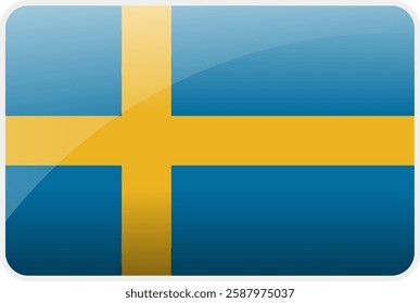 Flag Icon of Sweden Country,National Vector Flag Iconic Symbol and Colors of Sweden flag.