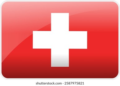 Flag Icon of Switzerland Country,National Vector Flag Iconic Symbol and Colors of Switzerland flag.