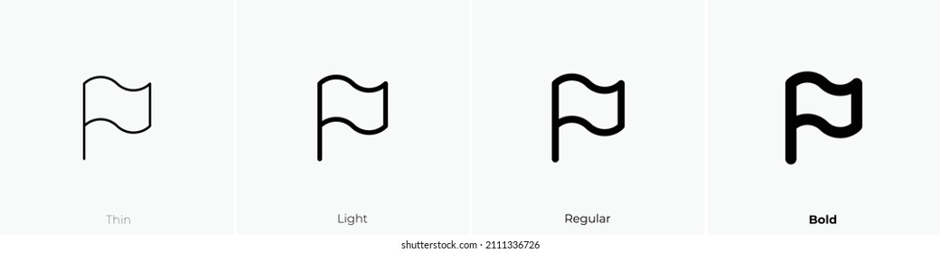 flag icon. Thin, Light Regular And Bold style design isolated on white background