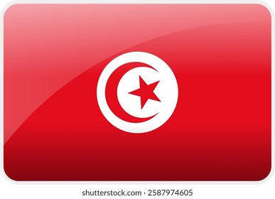 Flag Icon of Tunisia Country,National Vector Flag Iconic Symbol and Colors of Tunisia flag.