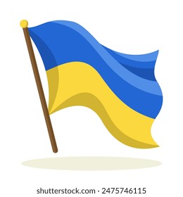 Flag icon. Ukraine waving flag in flat design for patriotic designs. Vector illustration.