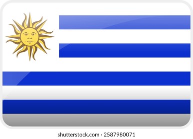 Flag Icon of Uruguay Country,National Vector Flag Iconic Symbol and Colors of Uruguay flag.