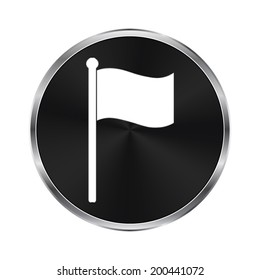 flag icon - vector brushed metal button?