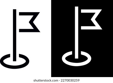 Diseño de vectores de iconos de bandera en blanco y negro