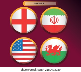 Flag icon vector. England, Iran, USA and Wales flag 
