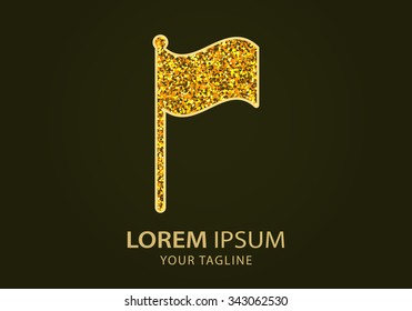 Flag   icon. Vector Illustration. Design logo element. Isolated on black  background.