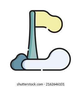 Flag Icon Vector Illustration. Flat Outline Cartoon. Winter Sport Icon Concept Isolated Premium Vector