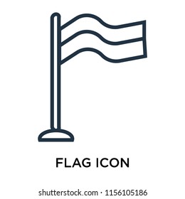 Flag icon vector isolated on white background. thin symbols or lined elements in outline style