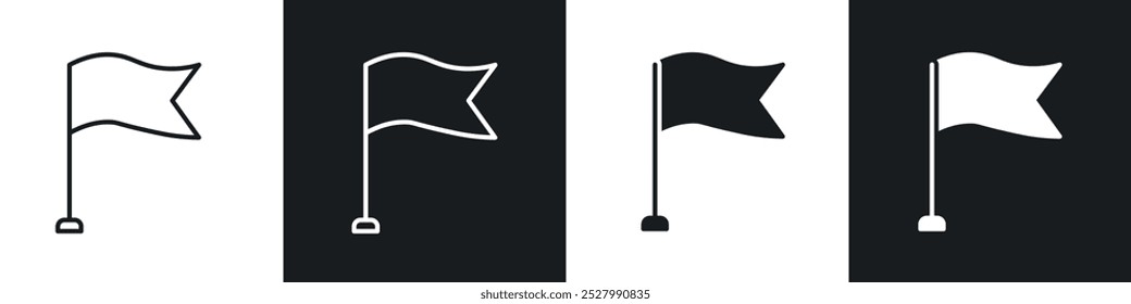 Flag icon vector icon set black filled and outlined style.