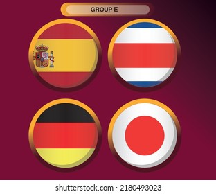 Flag icon vector. Spain, Costa Rica, Germany and Japan flag