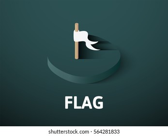 Flag icon, vector symbol in flat isometric style isolated on color background